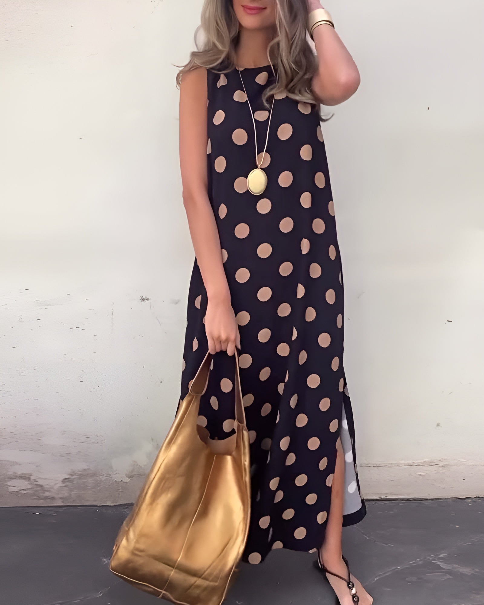Roxane | Robe maxi fendue à pois