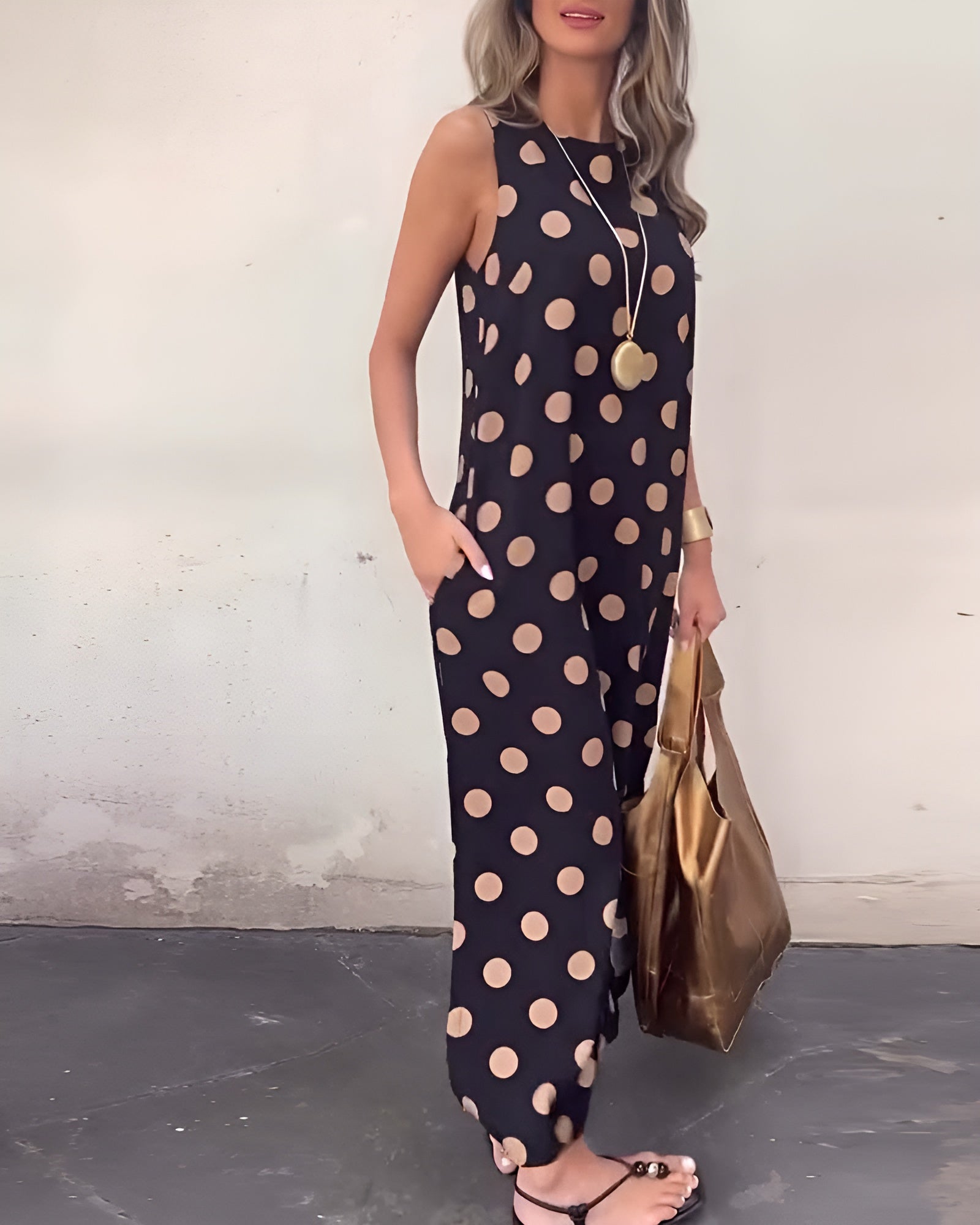 Roxane | Robe maxi fendue à pois