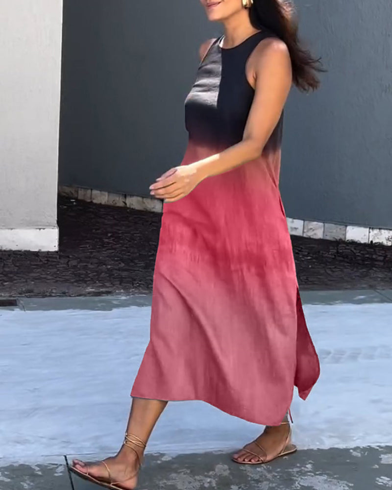 Anette | Robe Dégradée Sans Manches à Col Rond