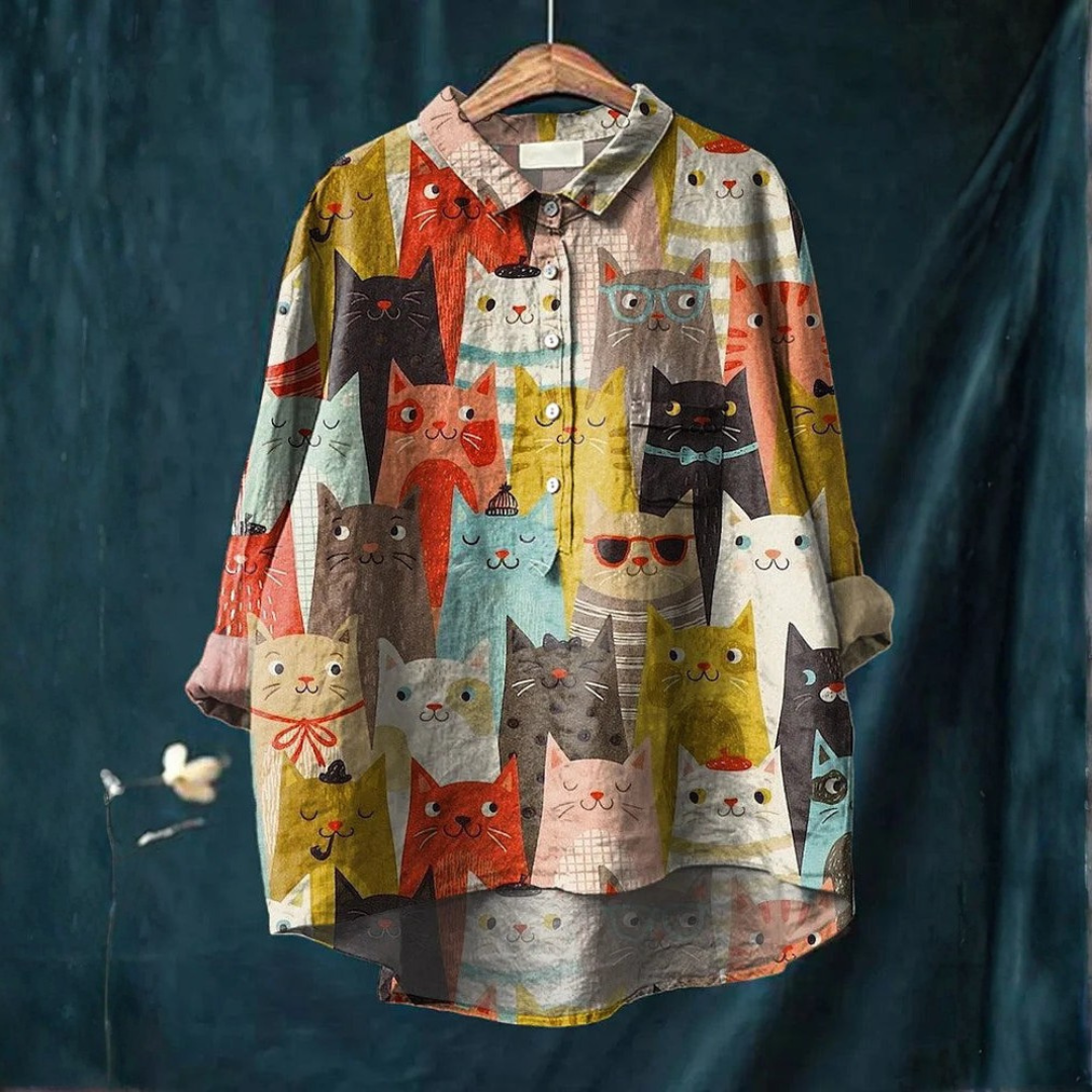 Sheila™ - Chemise Artistique Chat