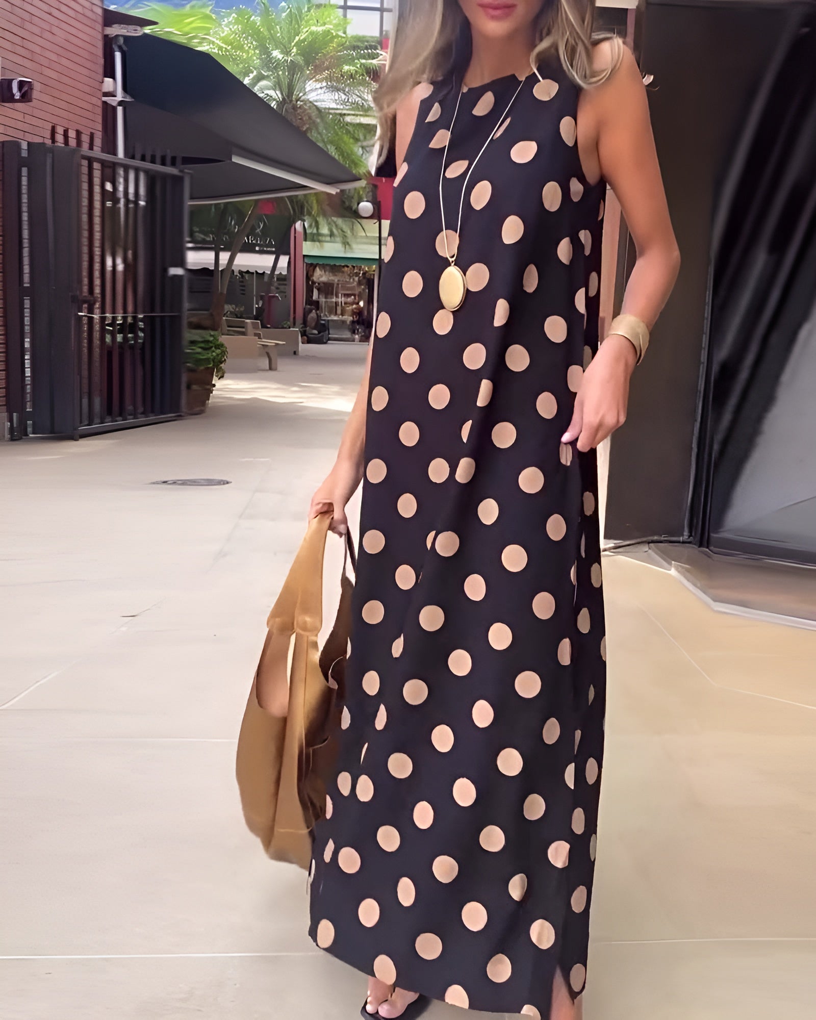Roxane | Robe maxi fendue à pois