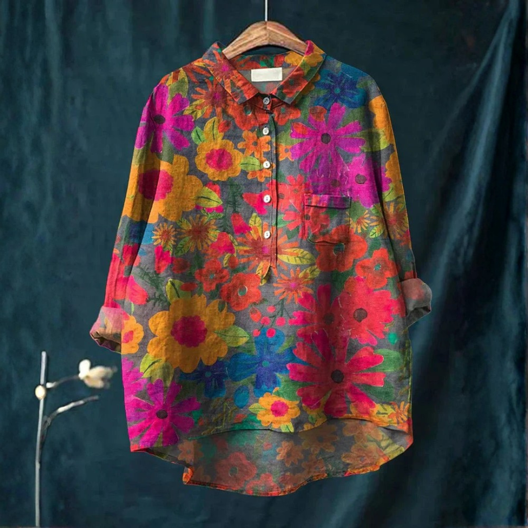 Violet™ - Chemise Artistique à Motif Végétal