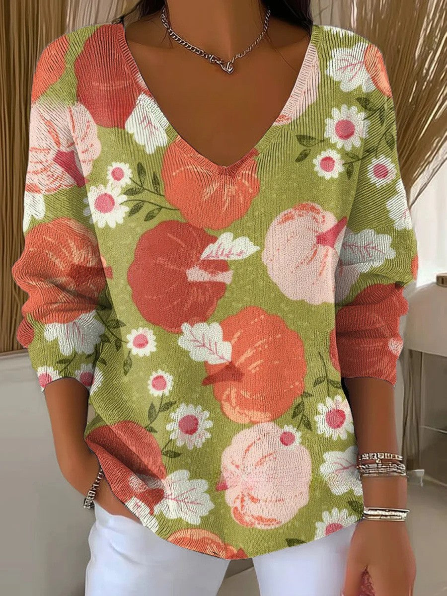 Béatrice – Pull coloré avec col en V