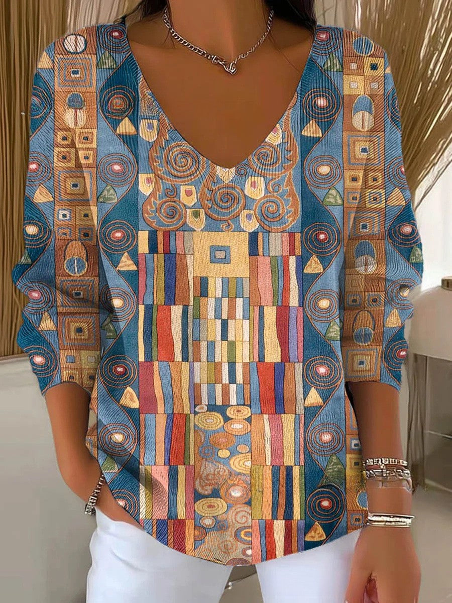 Béatrice – Pull coloré avec col en V